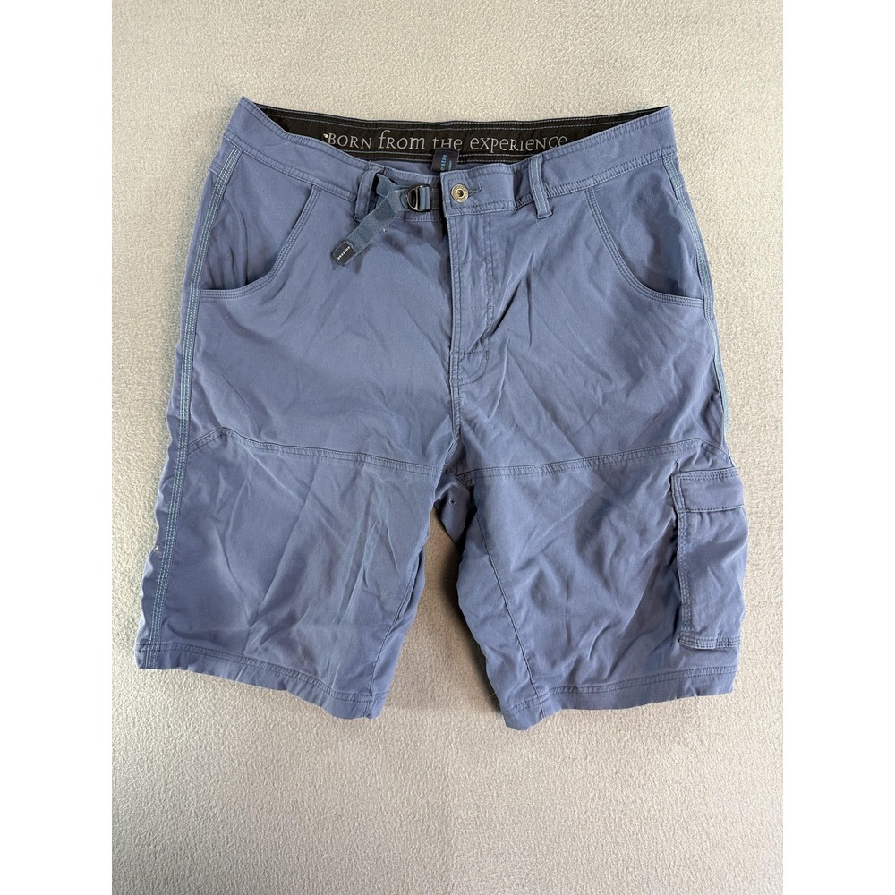 PrAna Shorts Mens 36 Blue Cargo Microfiber Stretch 11 Inseam Hiking Outdoor